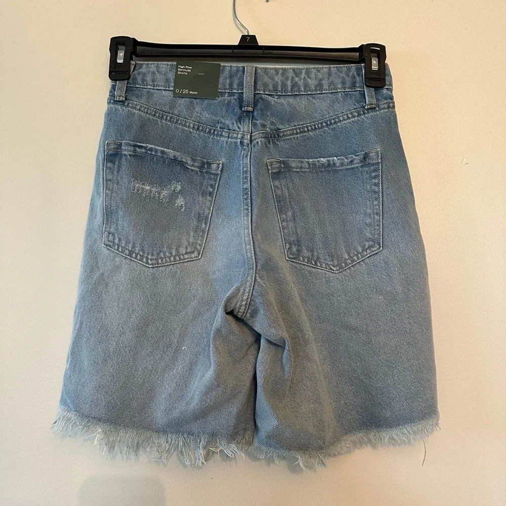 Wild Fable Women's High-Rise Wide Leg Bermuda Jean Shorts -0 NWT